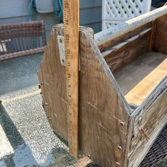 Antique OAK Wood Tool Caddy